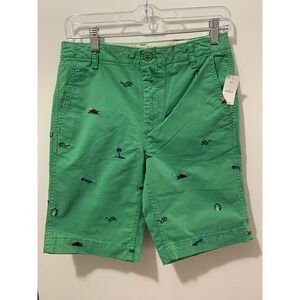 Gap Kids Boys Green Chino Size 16 Embroidered Shorts Skateboard, Palm Tree NWT